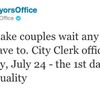 NYC Will Open City Clerk Offices On Sunday, 7/24 For Same Sex Marriage!